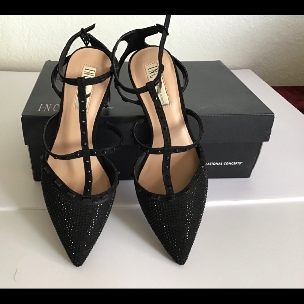 INC glittery black dress shoes size 7.5
